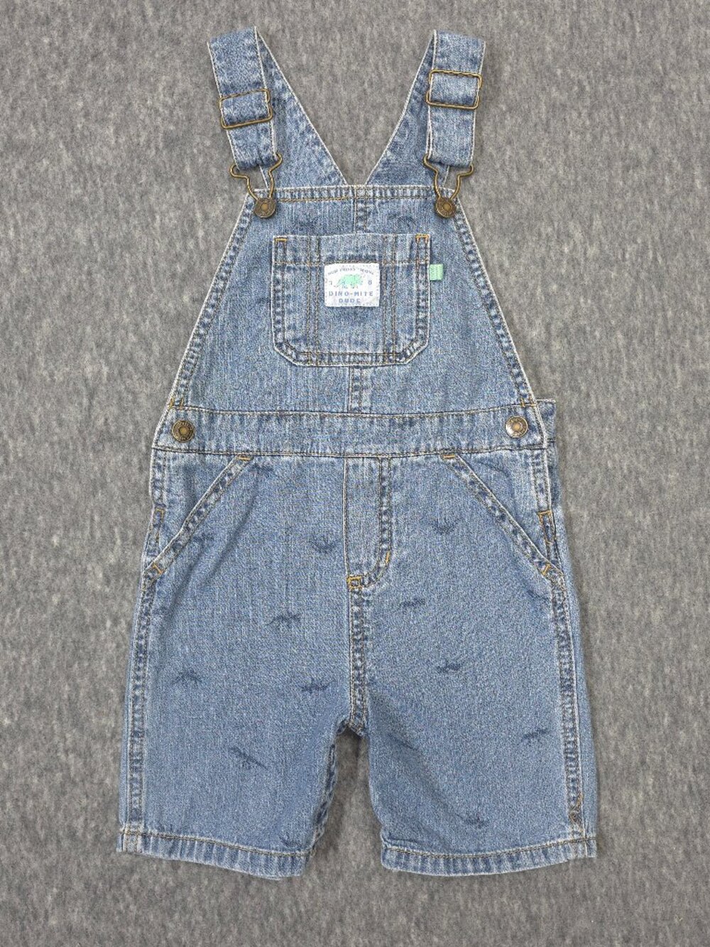 Carter's Baby Boy 24M Denim Shortalls Dinosaur Dino-Mite Overalls